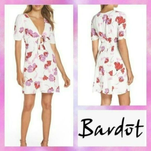 Bardot Dresses & Skirts - NWT MSRP $99 Bardot Stencil Flower Knot Front Dress Women's Size Medium